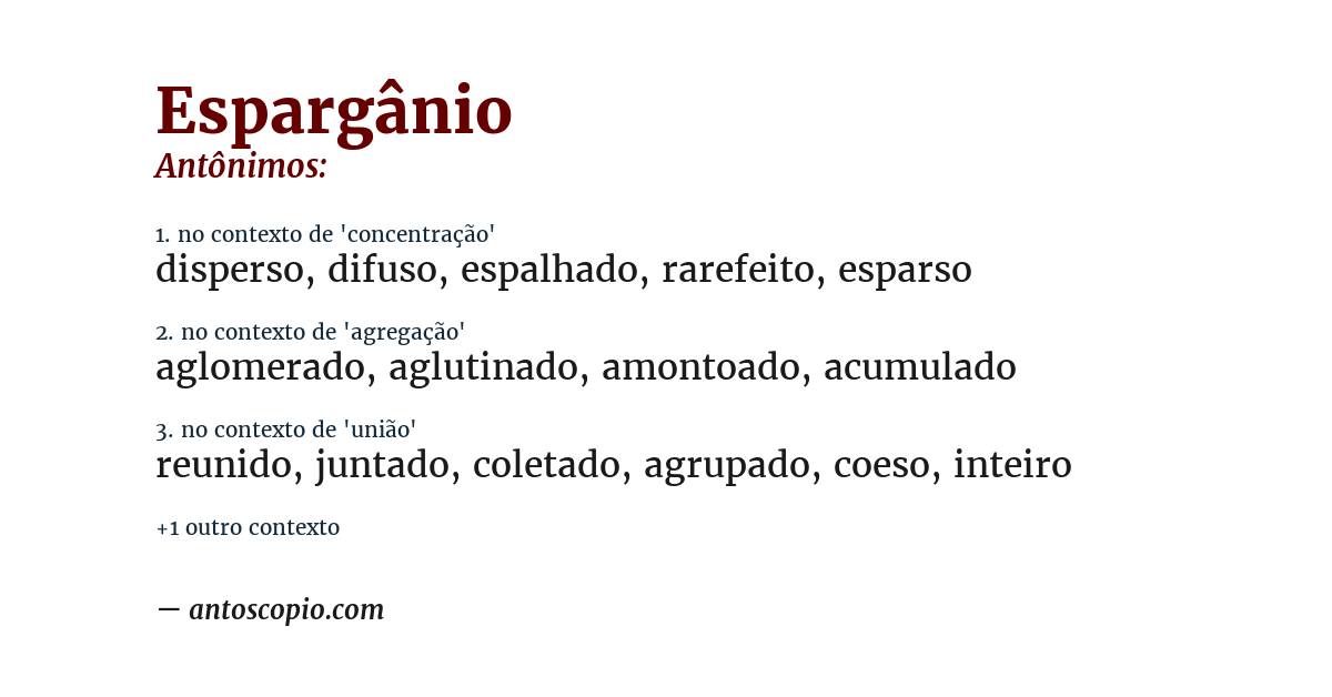 Antônimo de espargânio