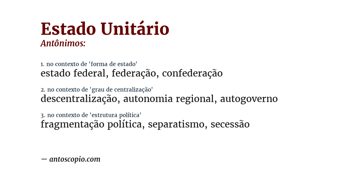 Antônimo de estado unitário