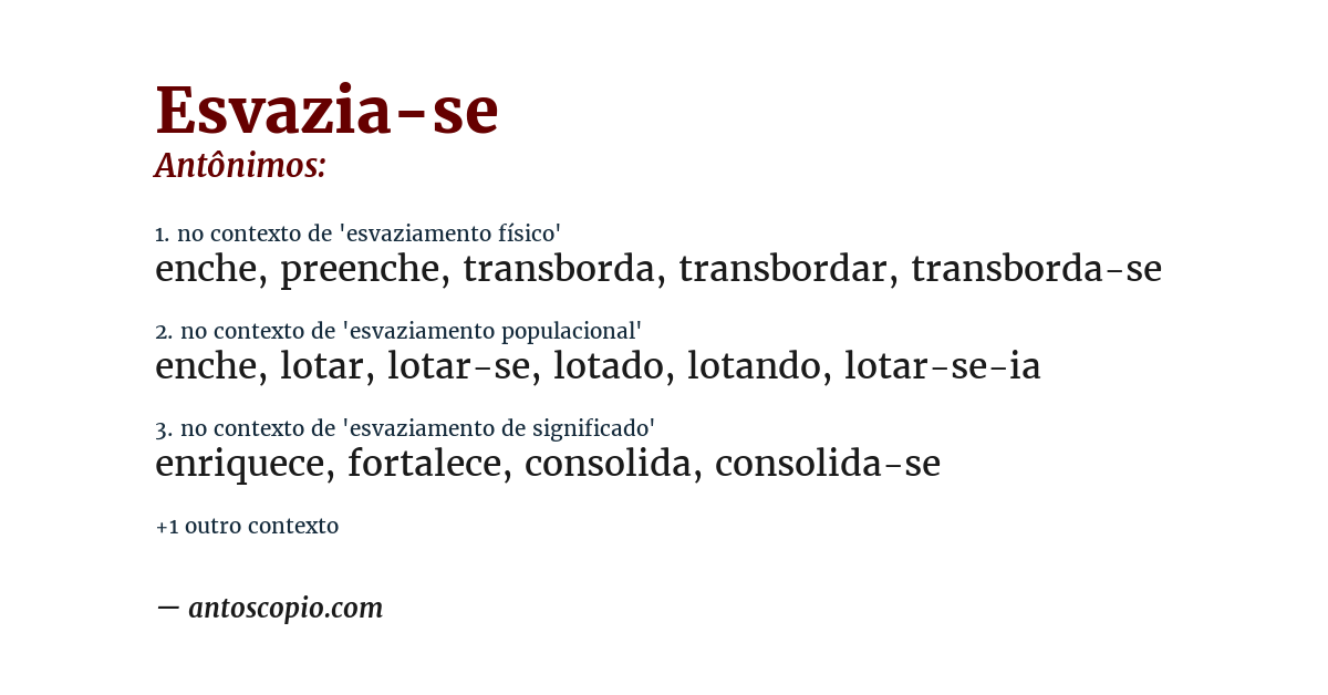 Antônimo de esvazia-se