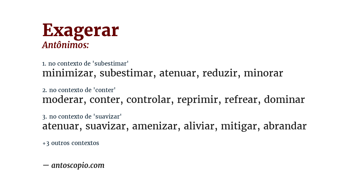 Antônimo de exagerar