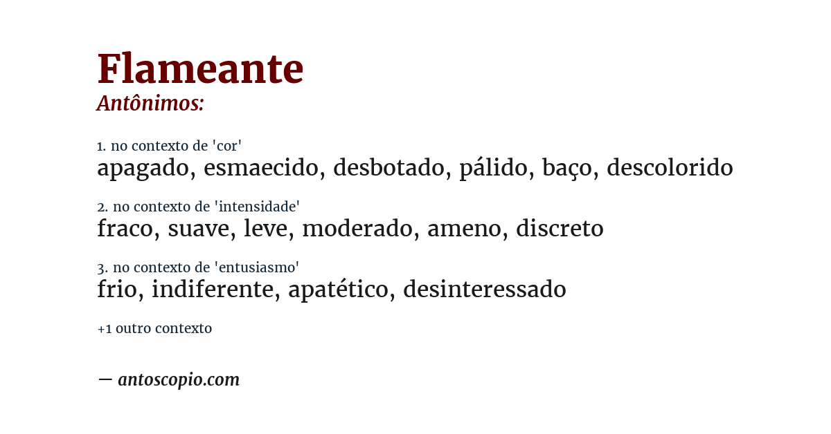Antônimo de flameante