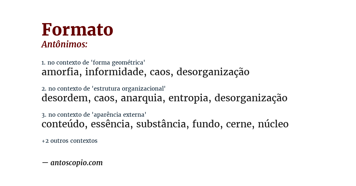 Antônimo de formato