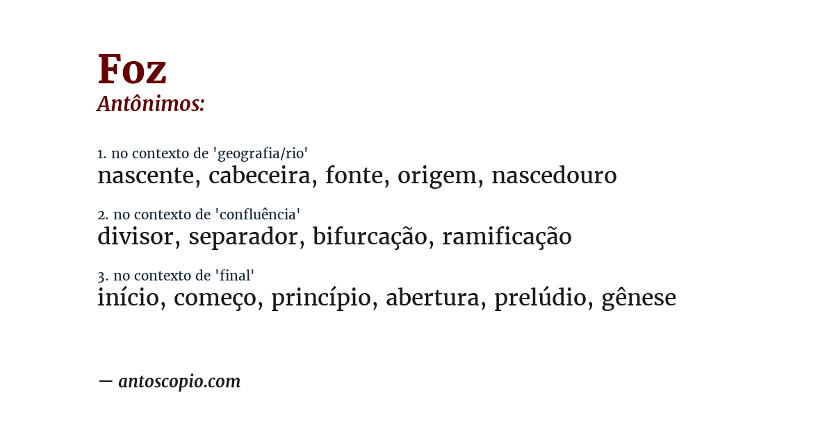 Antônimo de foz