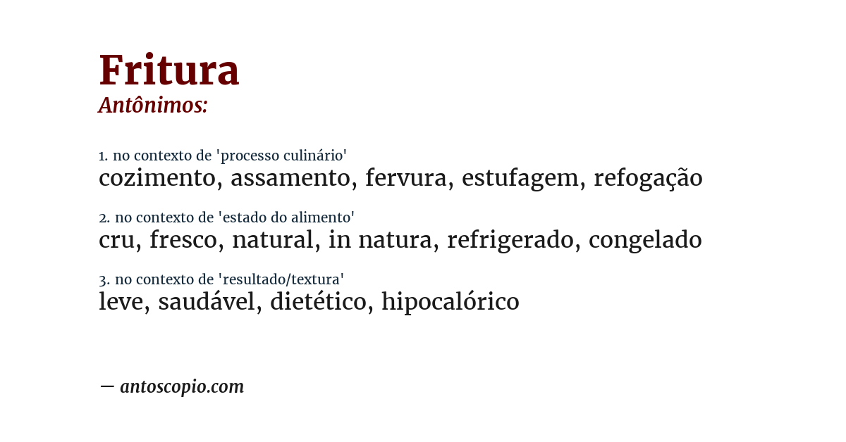 Antônimo de fritura