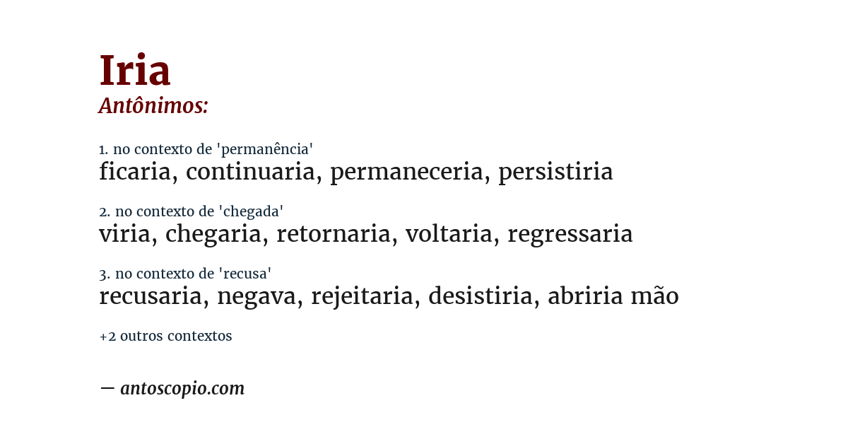 Antônimo de iria
