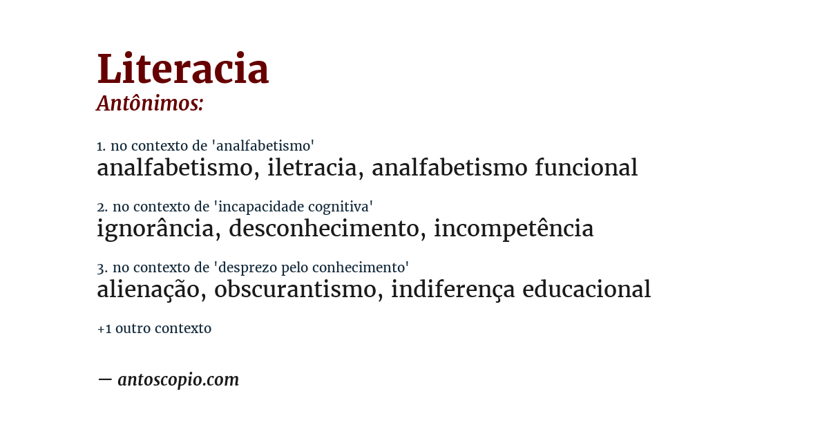 Antônimo de literacia