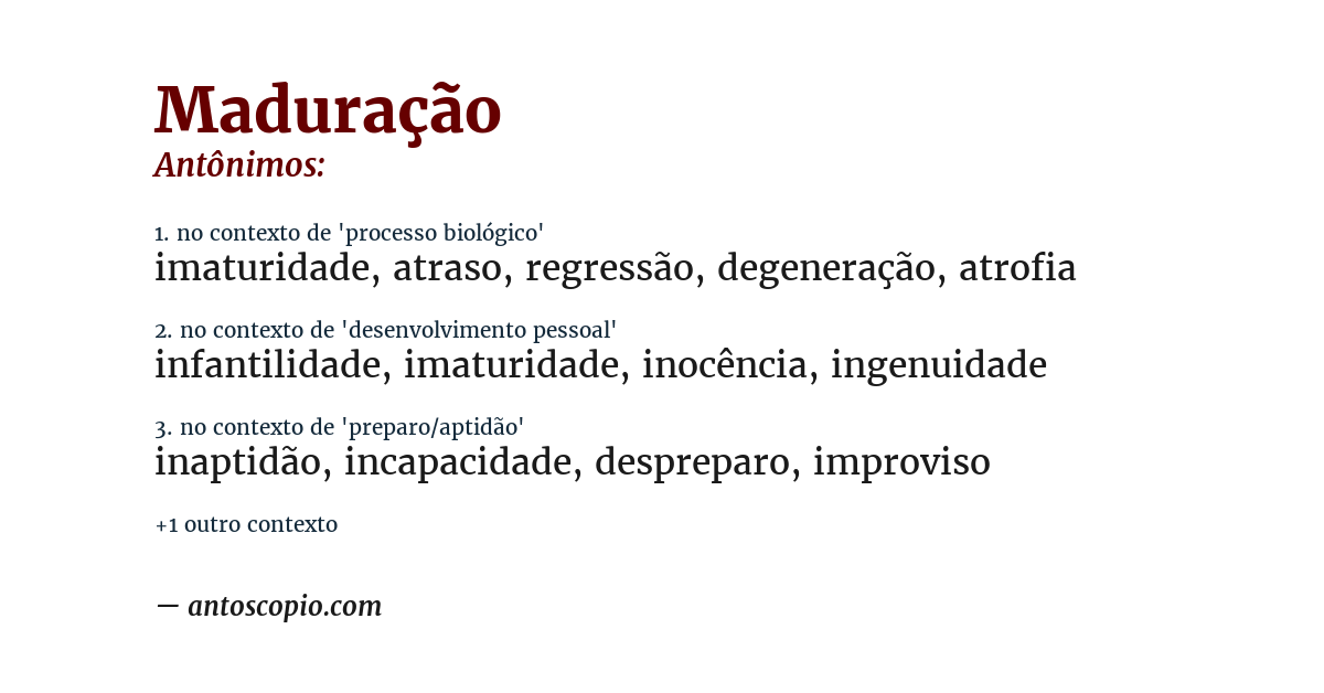 Antônimo de maduração