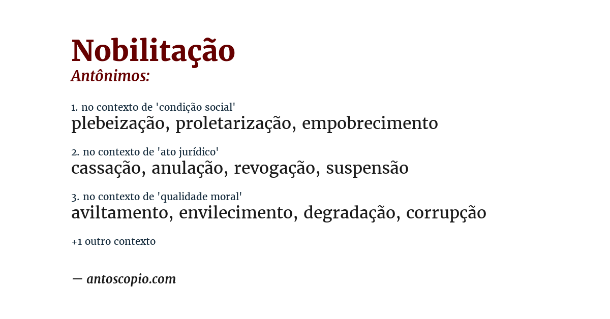 Antônimo de nobilitação
