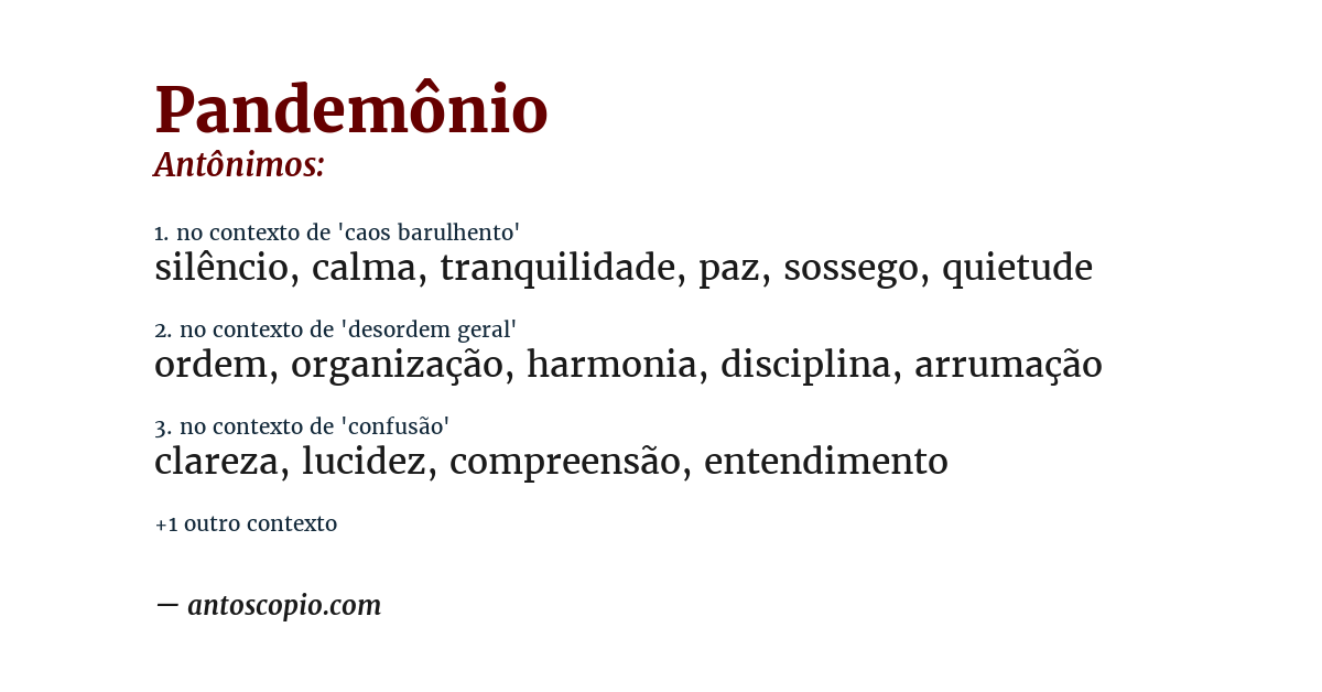 Antônimo de pandemônio