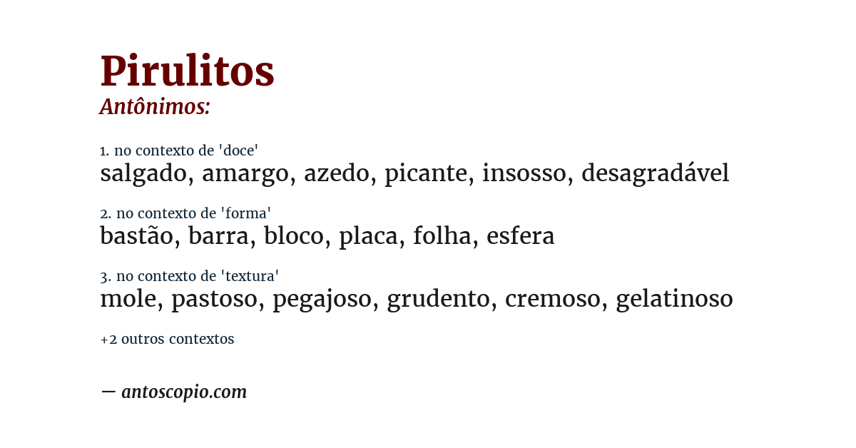 Antônimo de pirulitos