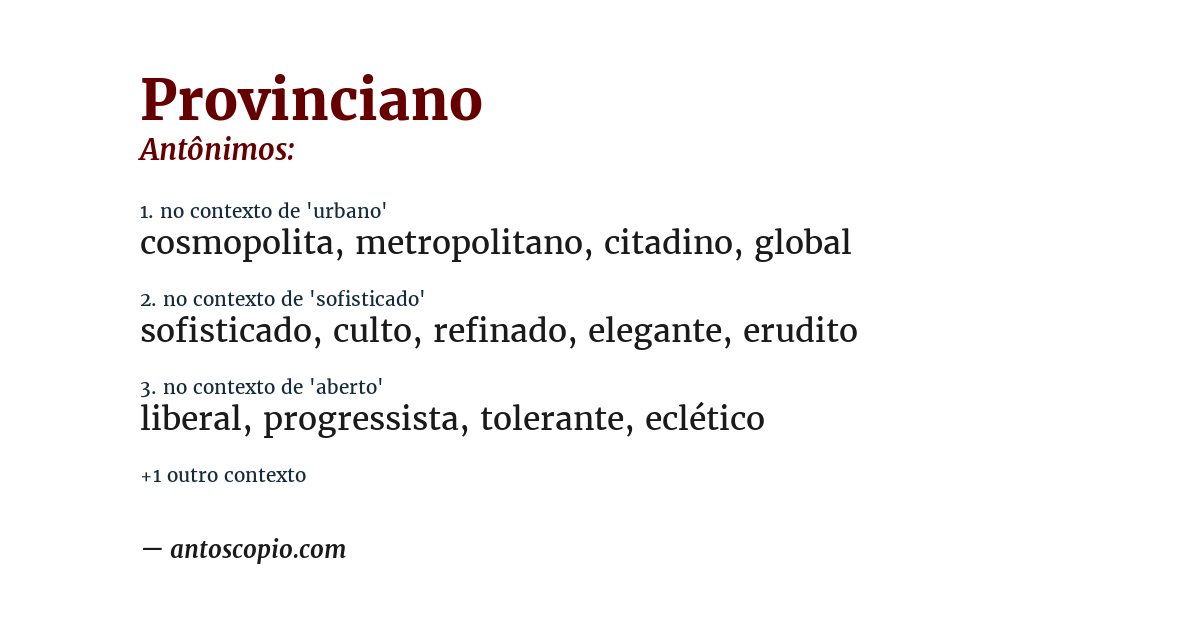 Antônimo de provinciano