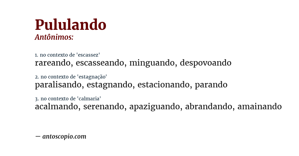 Antônimo de pululando