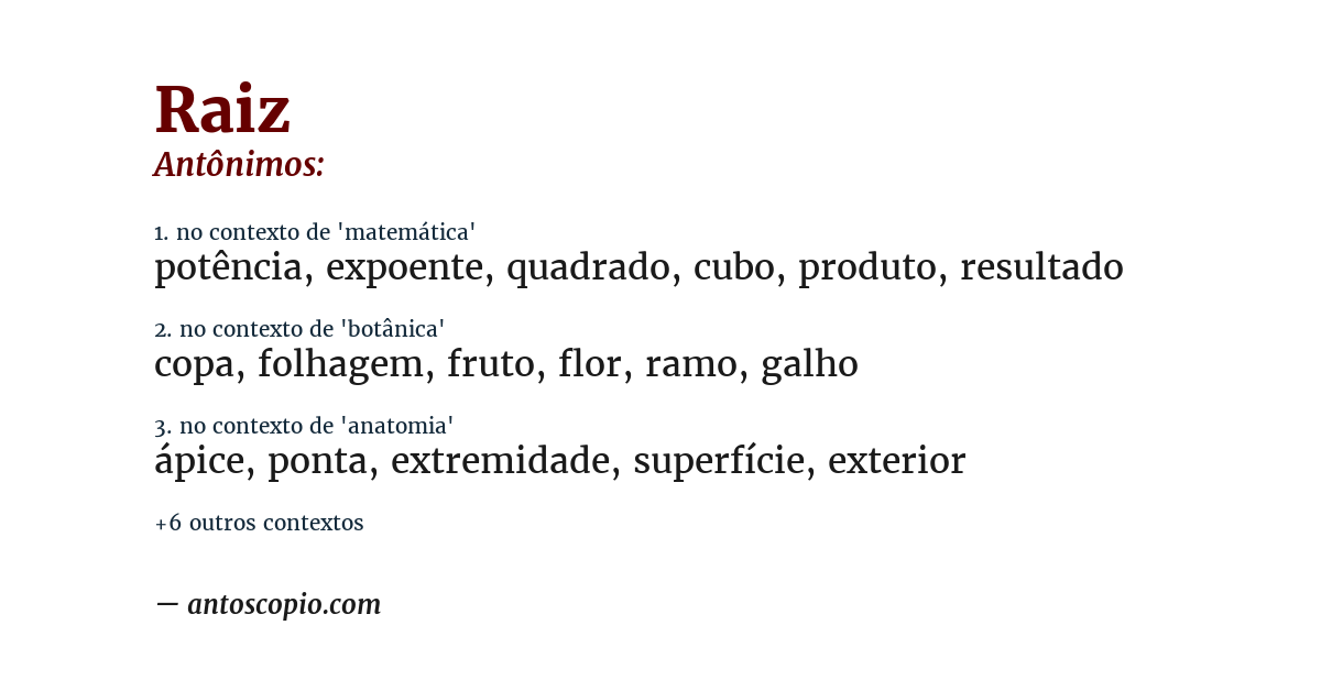 Antônimo de raiz
