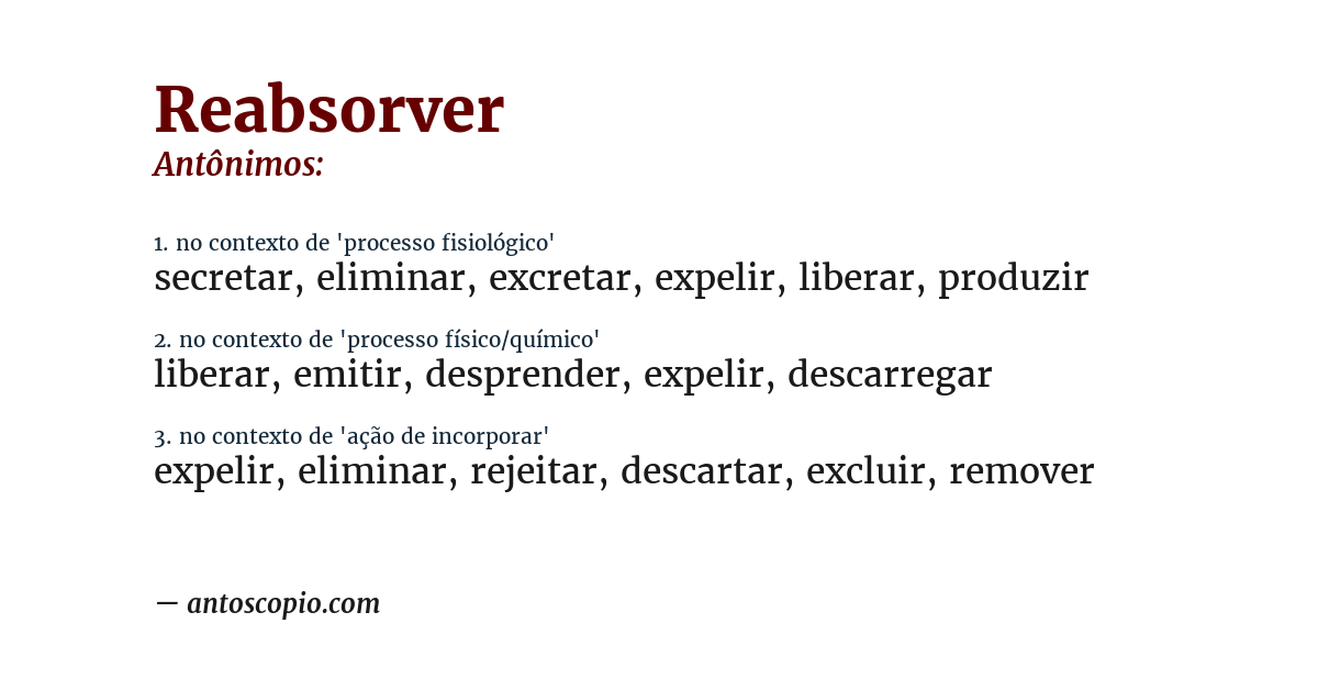 Antônimo de reabsorver