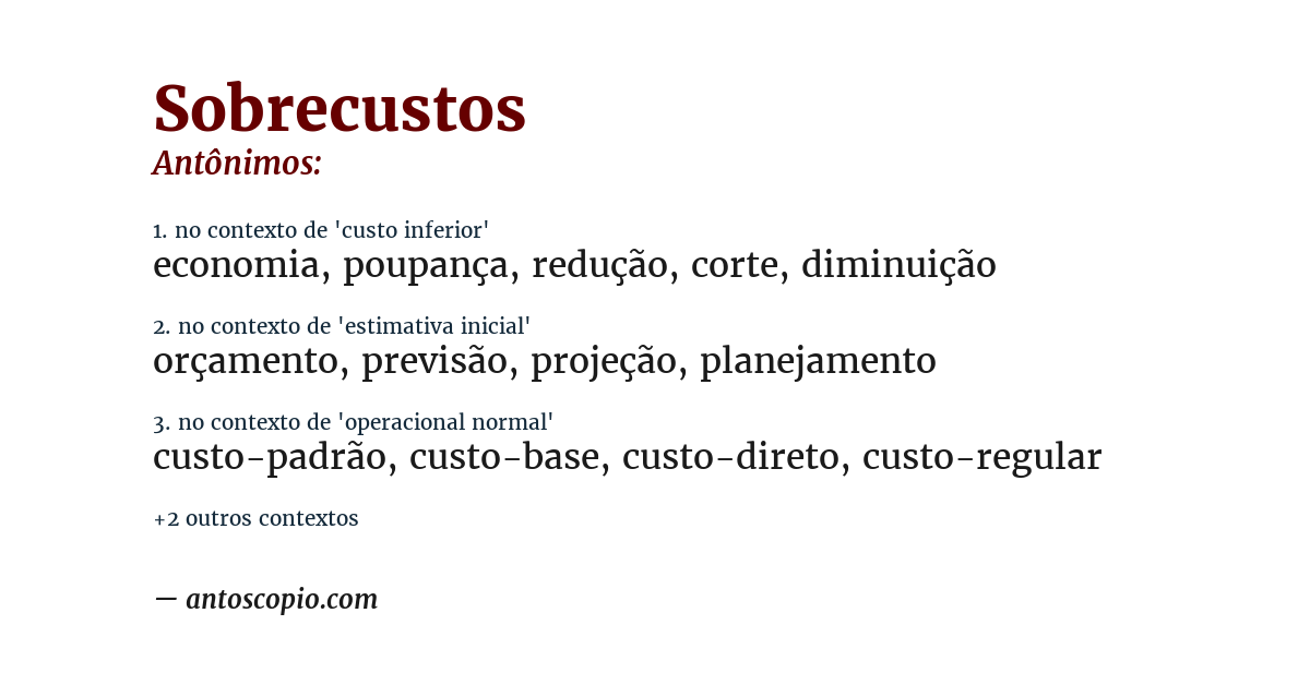 Antônimo de sobrecustos