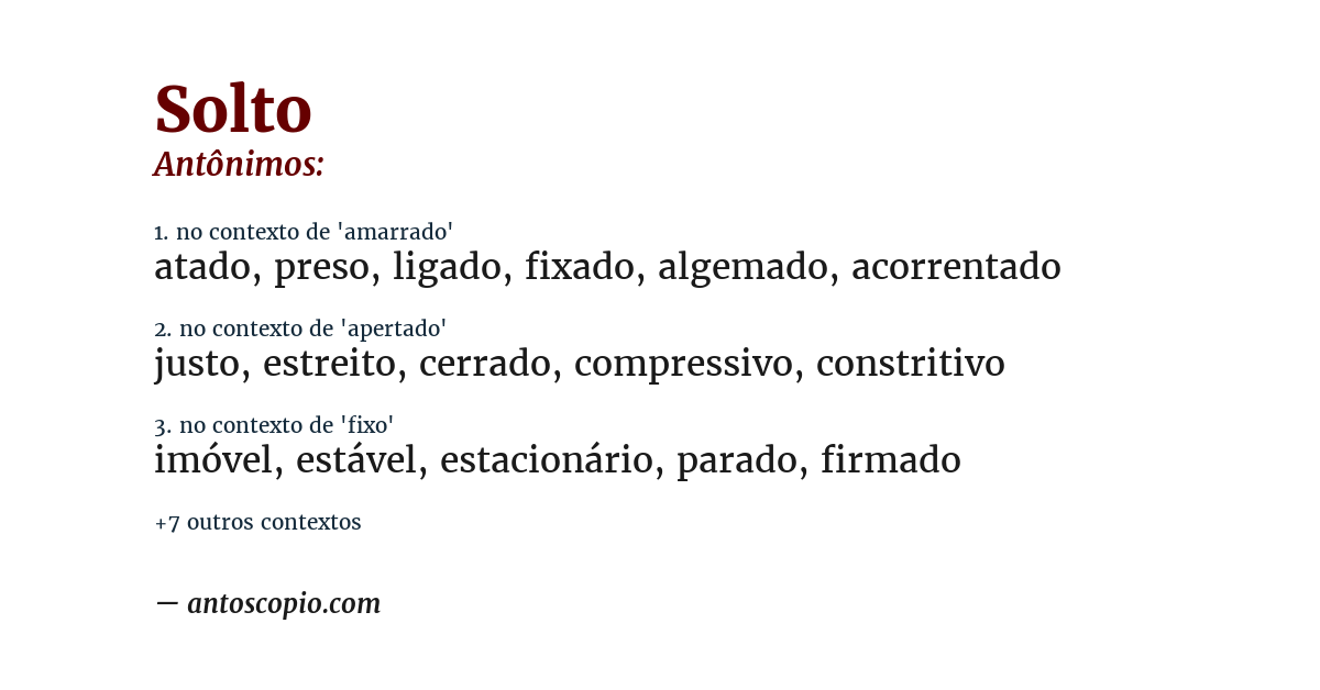 Antônimo de solto