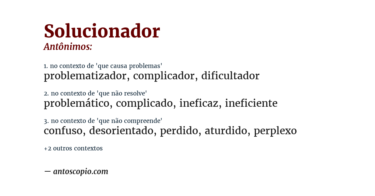 Antônimo de solucionador