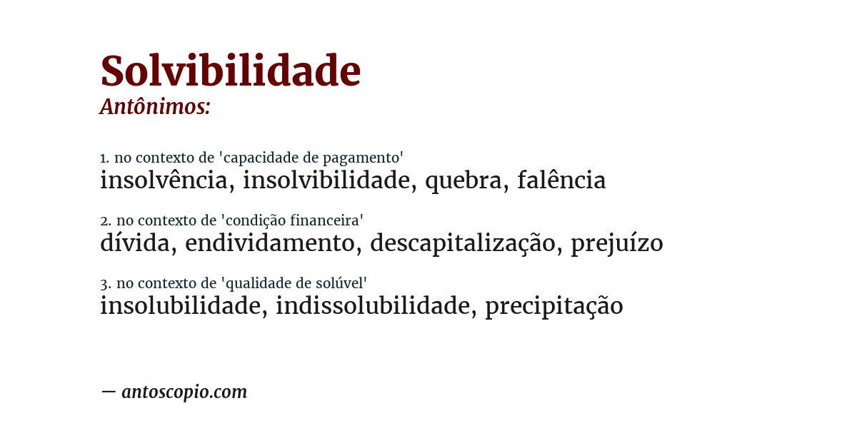 Antônimo de solvibilidade
