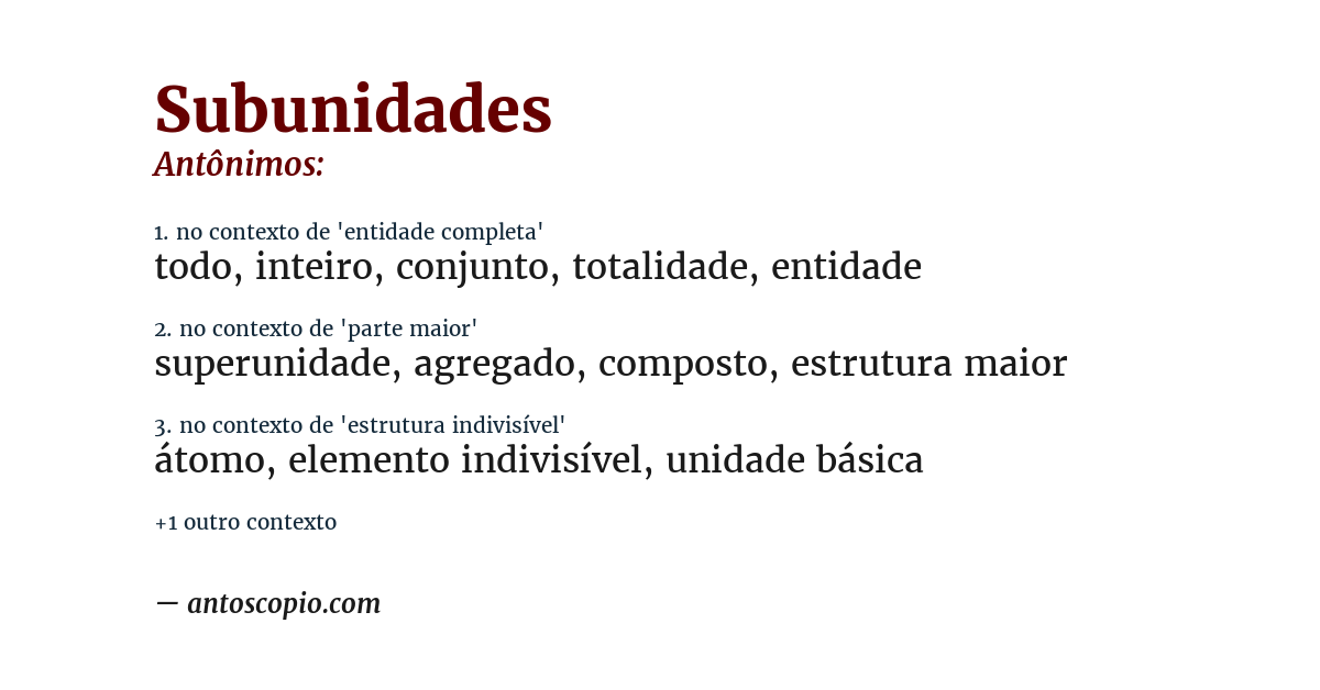 Antônimo de subunidades