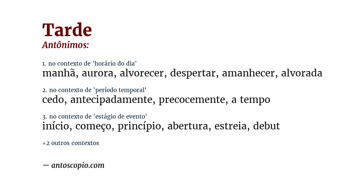 Antônimo de tarde