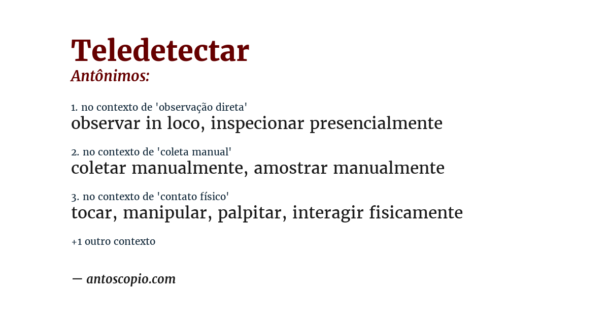 Antônimo de teledetectar