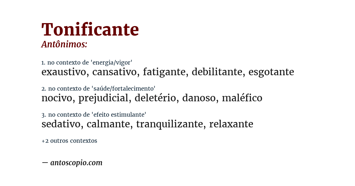 Antônimo de tonificante