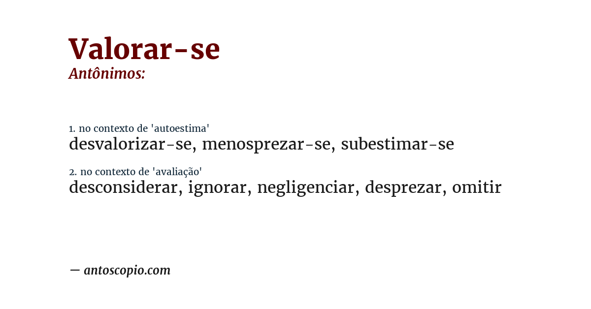 Antônimo de valorar-se