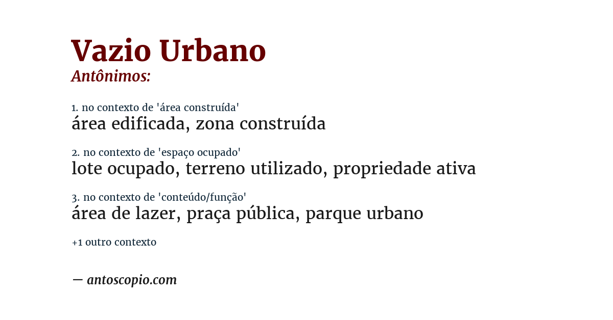 Antônimo de vazio urbano