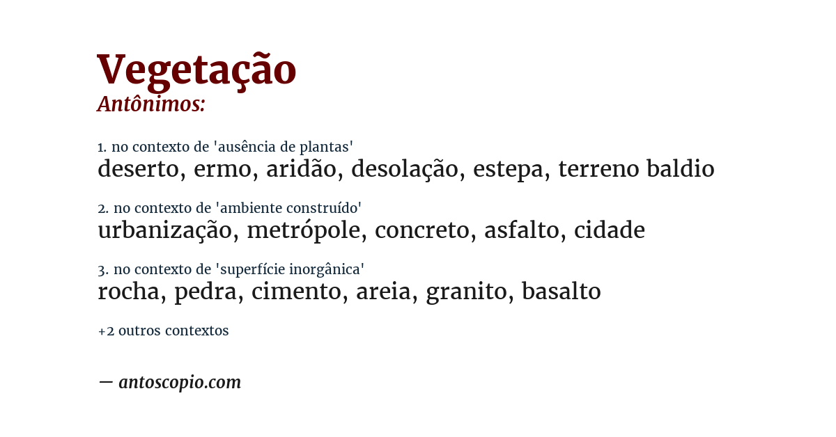Antônimo de vegetação