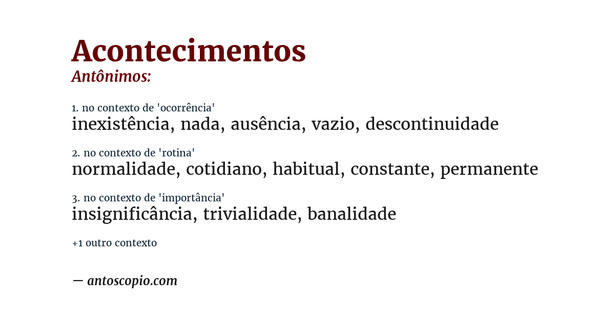 Antônimo de acontecimentos