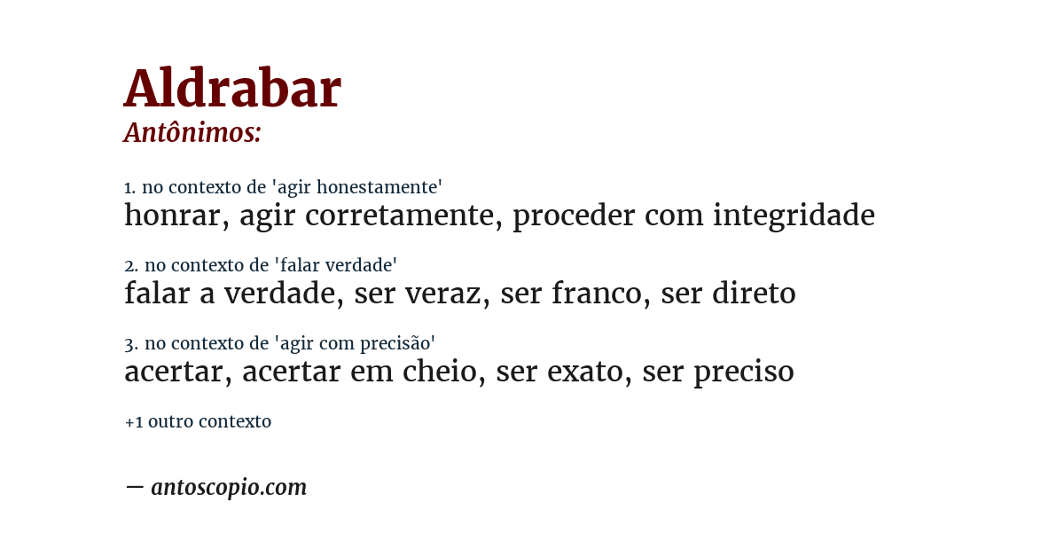Antônimo de aldrabar