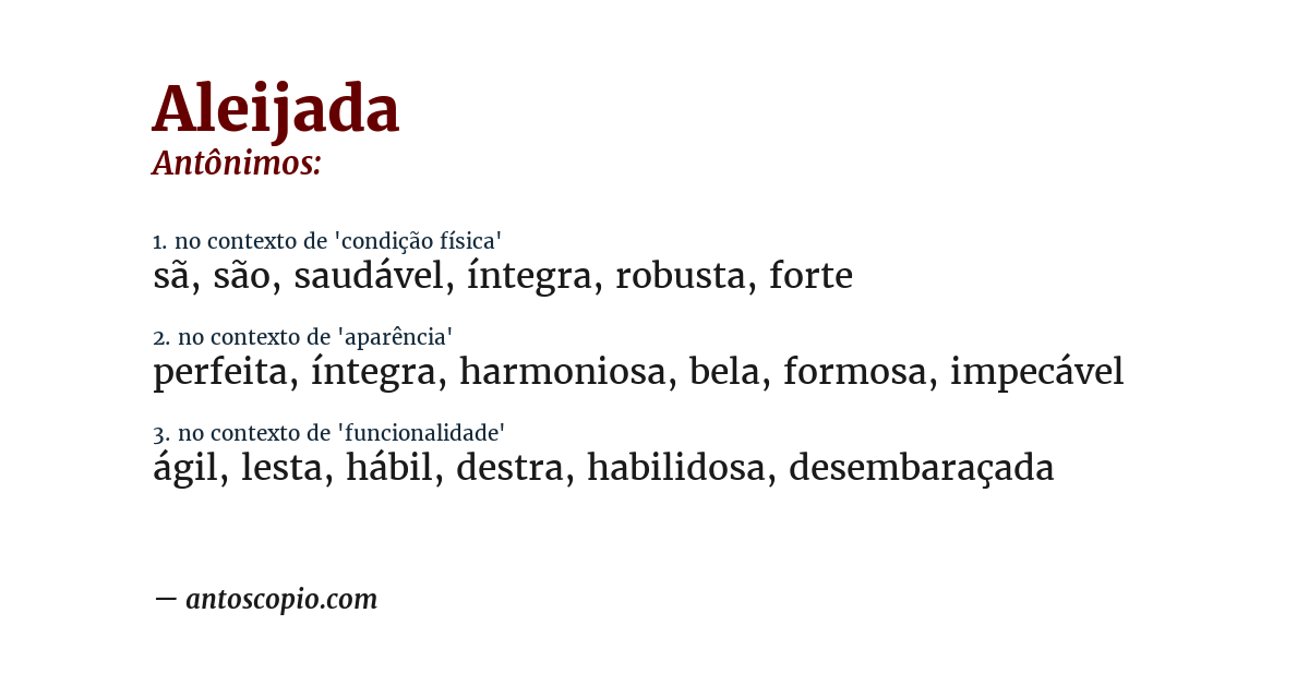 Antônimo de aleijada