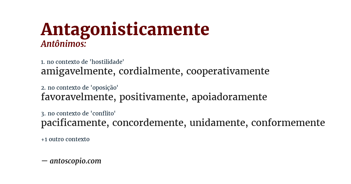 Antônimo de antagonisticamente