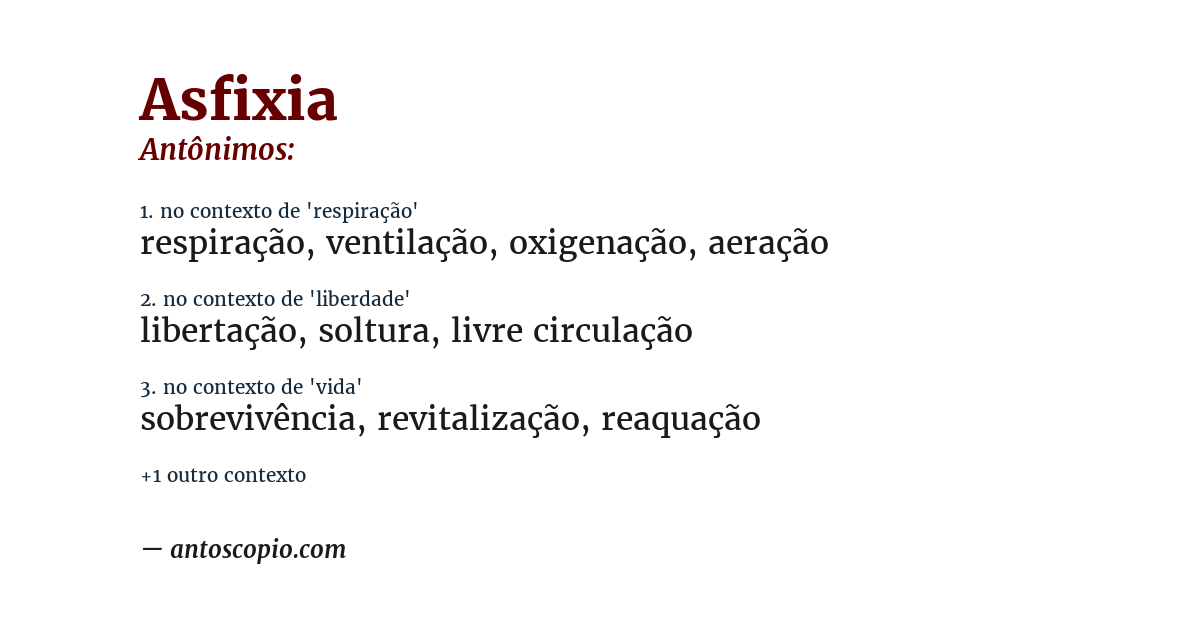 Antônimo de asfixia