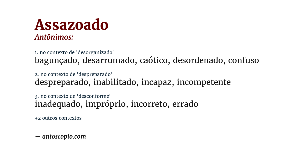 Antônimo de assazoado