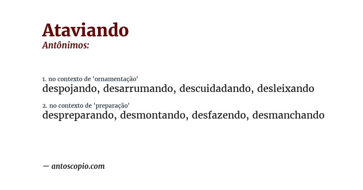 Antônimo de ataviando