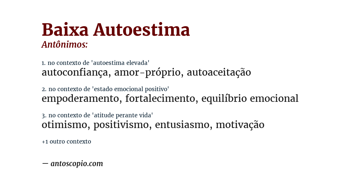 Antônimo de baixa autoestima