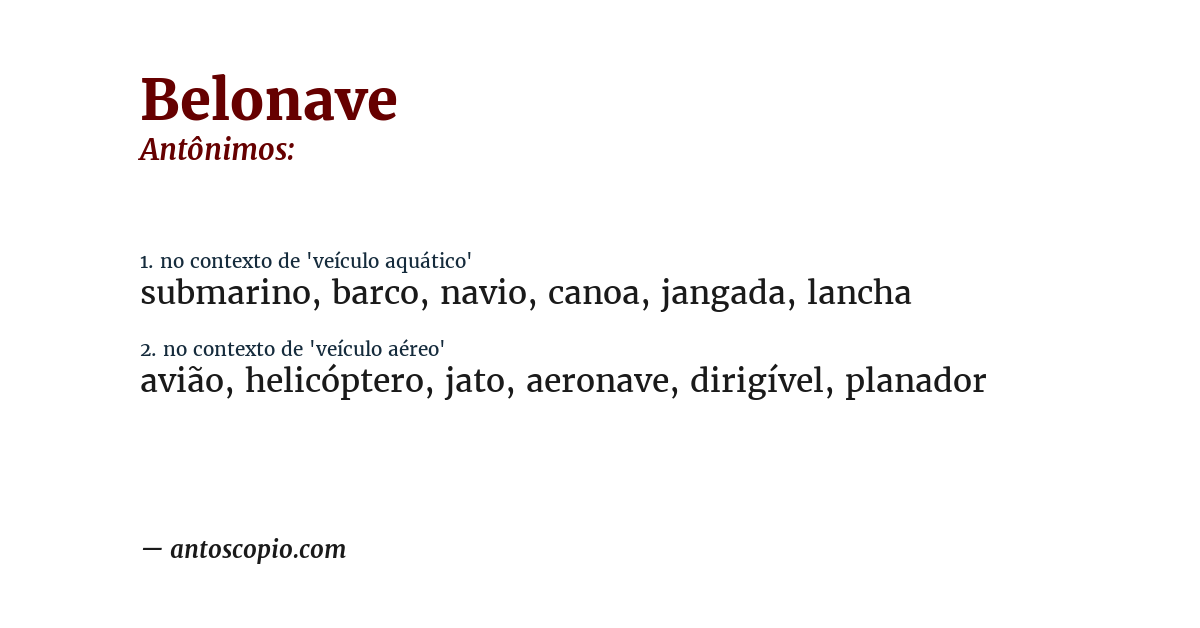 Antônimo de belonave