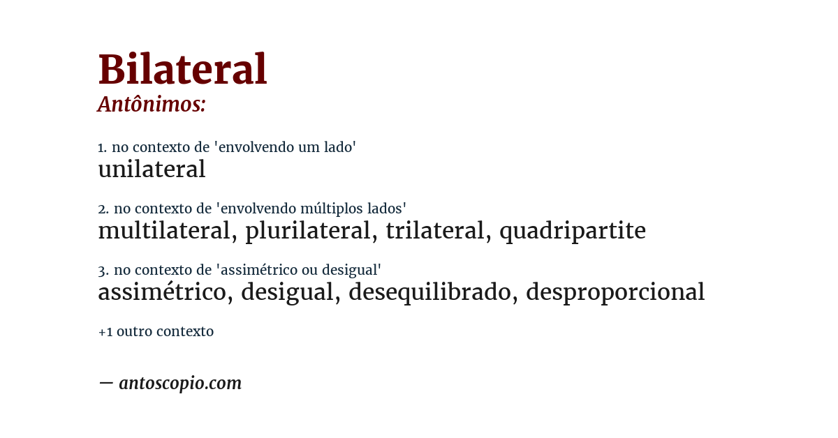 Antônimo de bilateral
