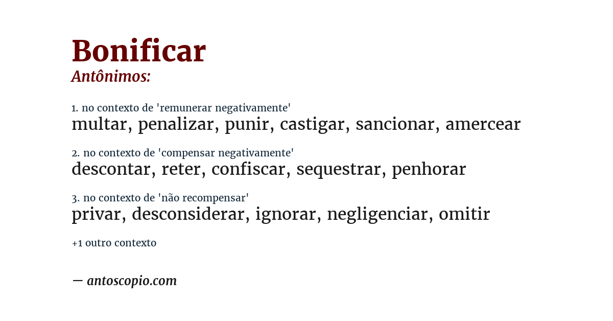 Antônimo de bonificar