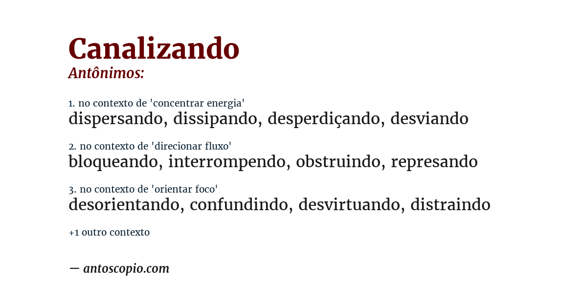 Antônimo de canalizando