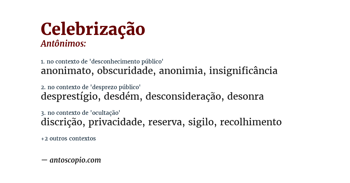 Antônimo de celebrização