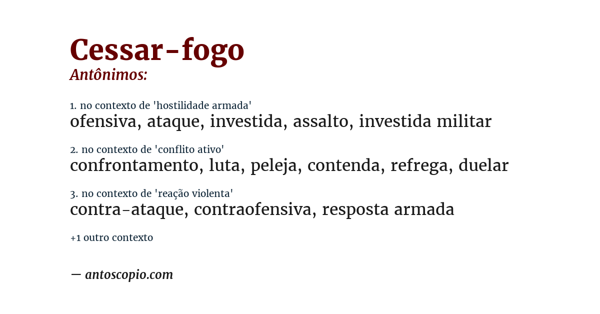 Antônimo de cessar-fogo