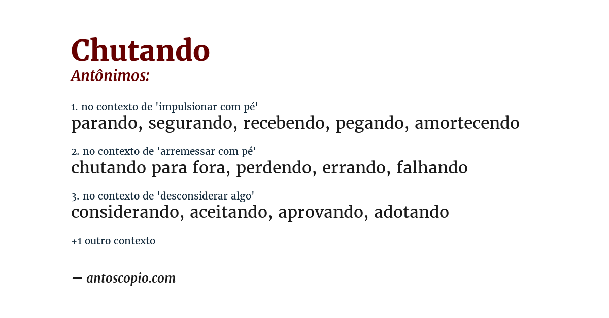 Antônimo de chutando