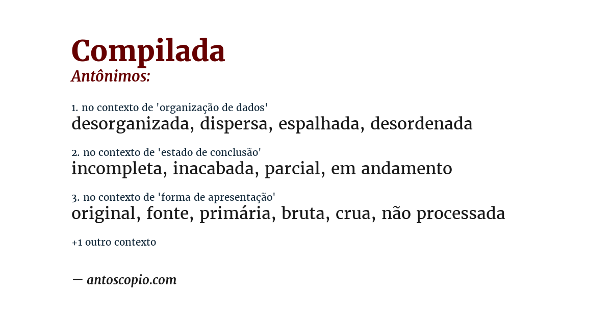 Antônimo de compilada