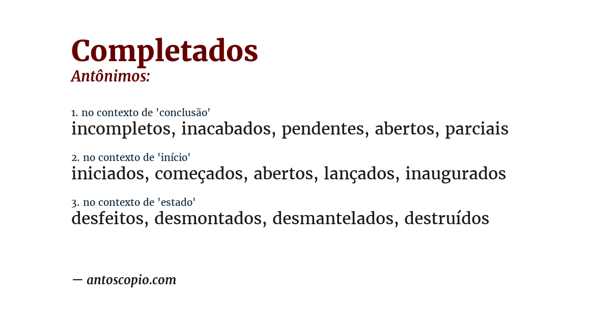 Antônimo de completados