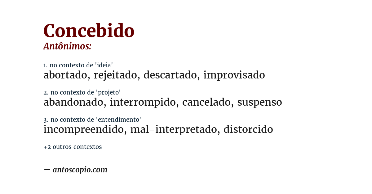 Antônimo de concebido