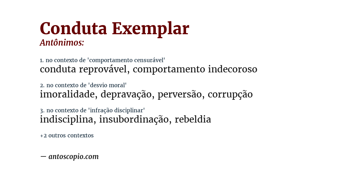 Antônimo de conduta exemplar