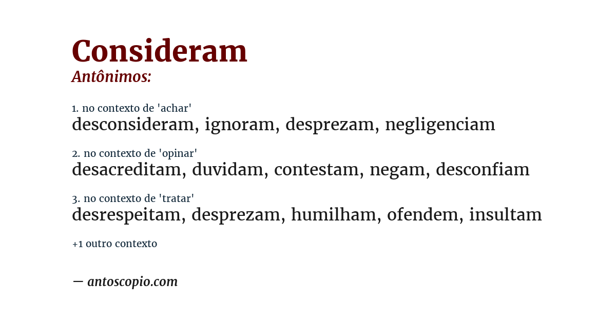 Antônimo de consideram