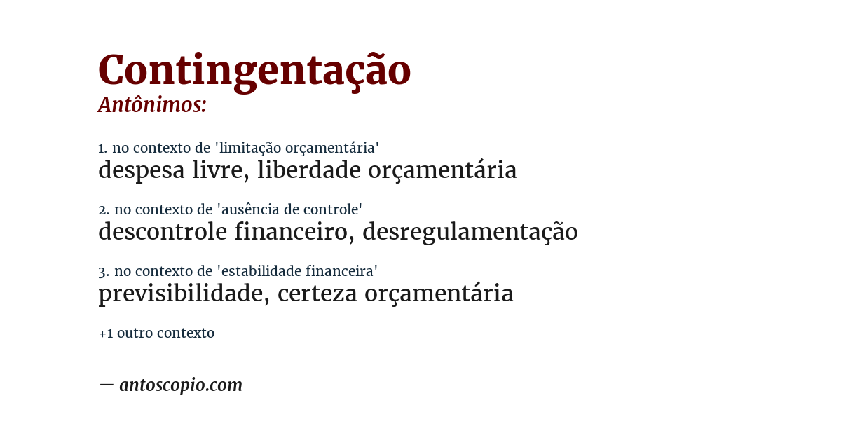 Antônimo de contingentação